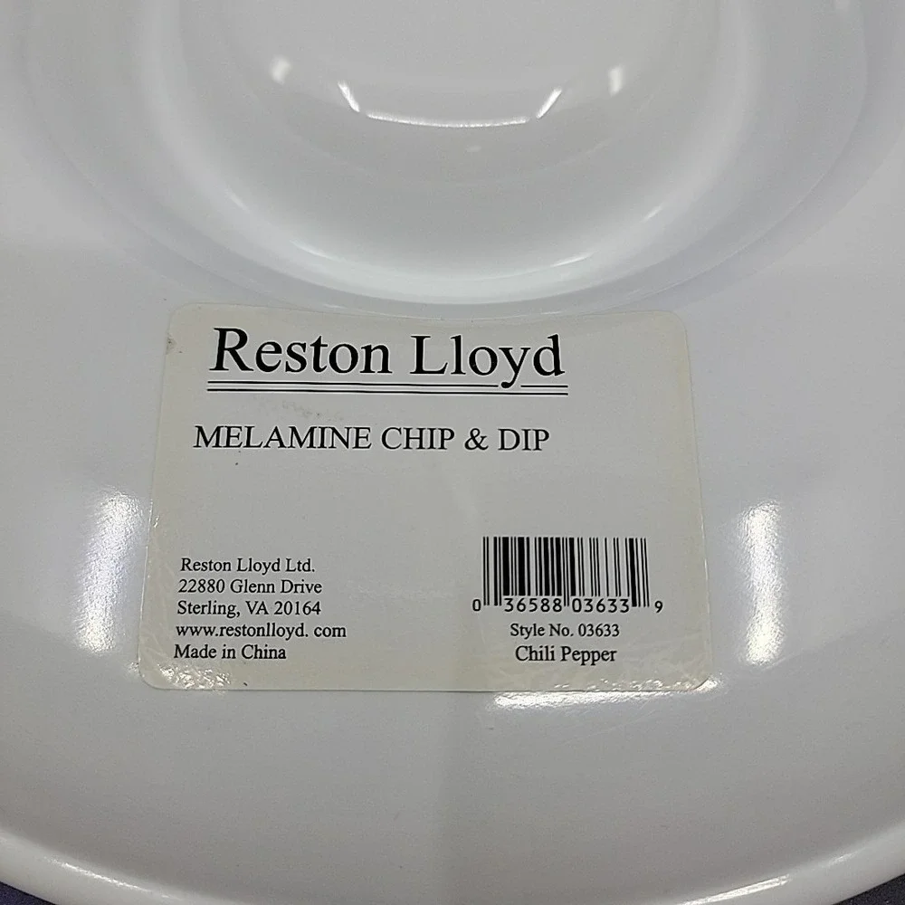 Reston Lloyd Eurita Melamine Chip & Dip Tray Chili Pepper Style No. 03633